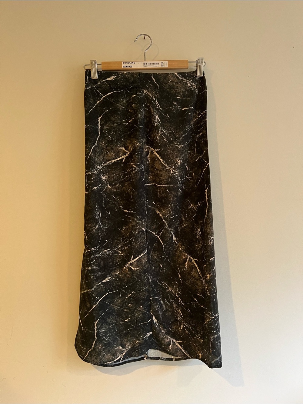 Black Marble-Print Midi Skirt